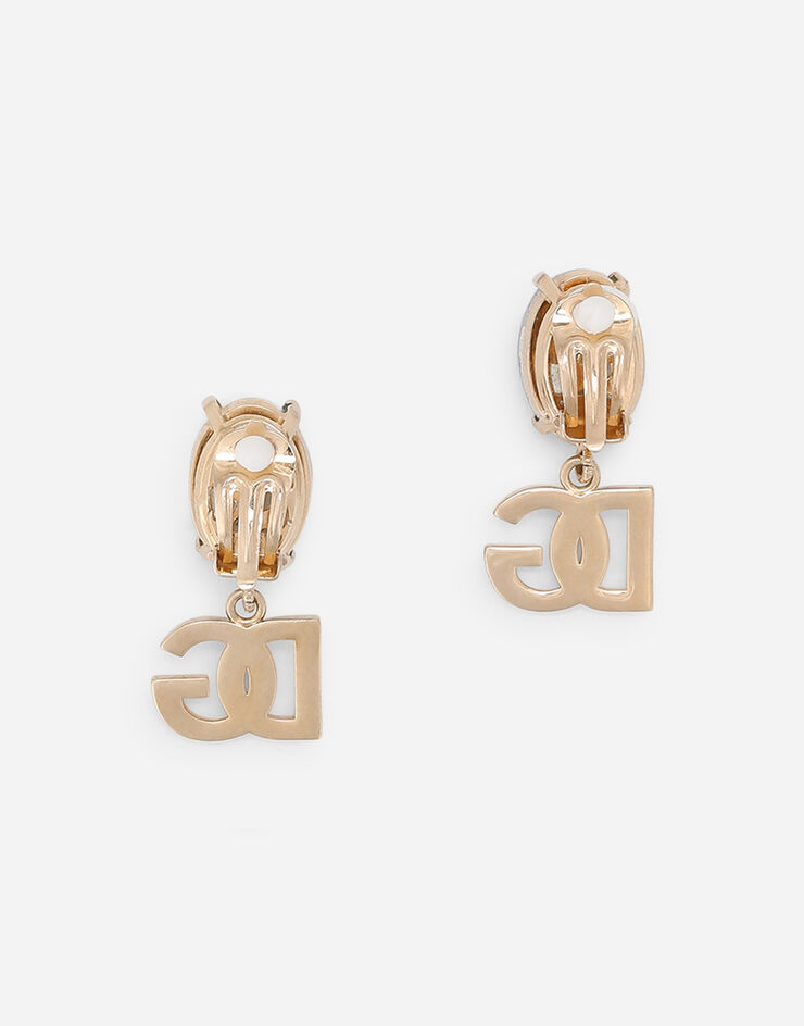 Drop earrings with rhinestones and DG logo in Azure for | Dolce&Gabbana® US