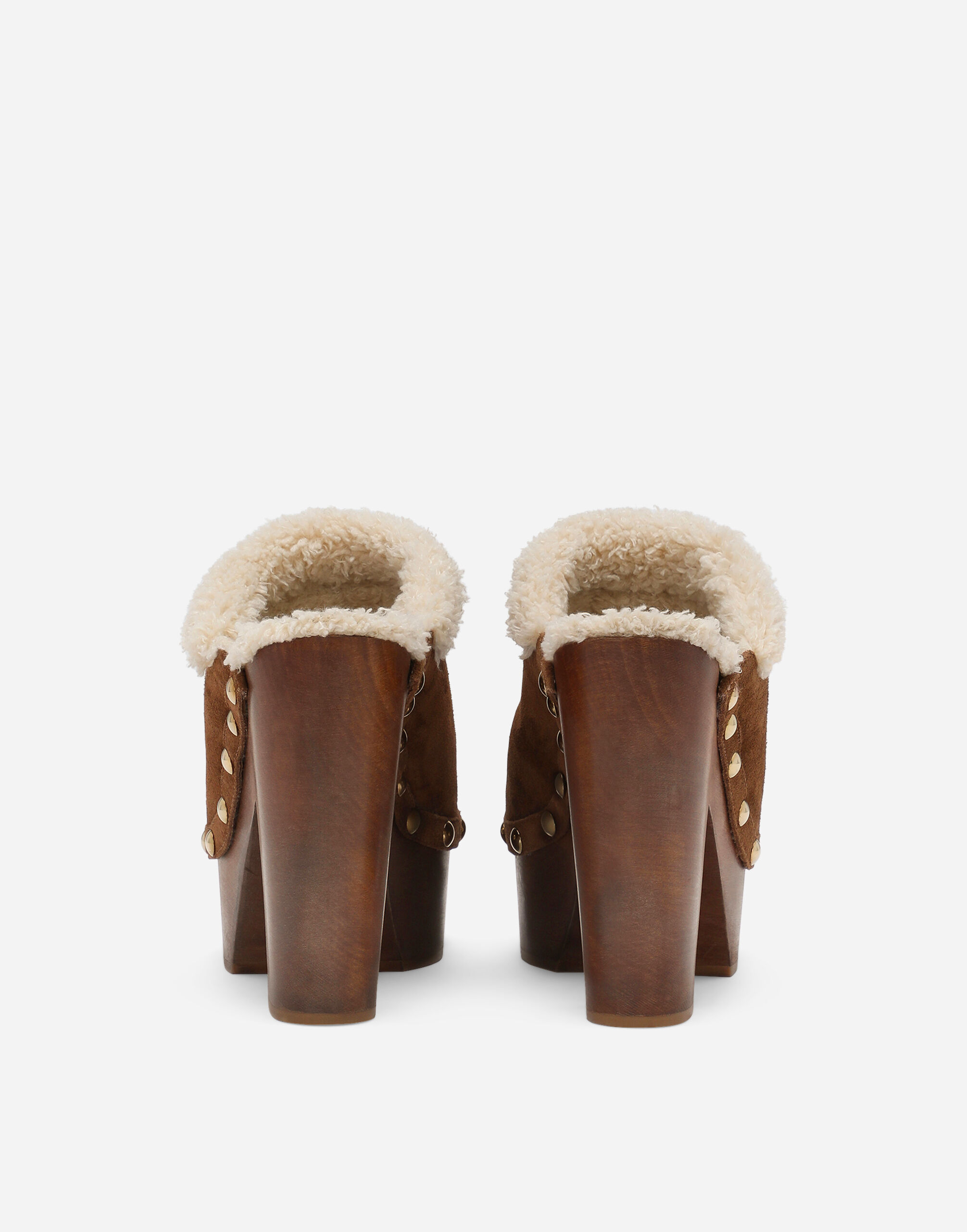 Suede and faux fur clogs in Brown for Dolce Gabbana US