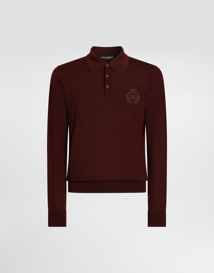 Knit polo shirt with embroidery