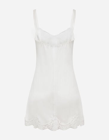 Dolce & Gabbana Dessous-Unterrock aus Satin mit Spitze WEISS O6A00TFUAD8