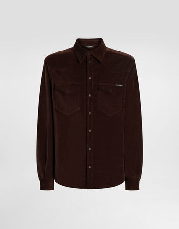 Dolce & Gabbana Fine-wale corduroy shirt Brown G5MA1TGJ589