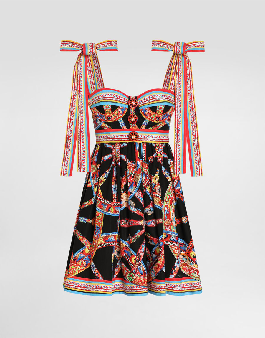 Carretto-print poplin dress