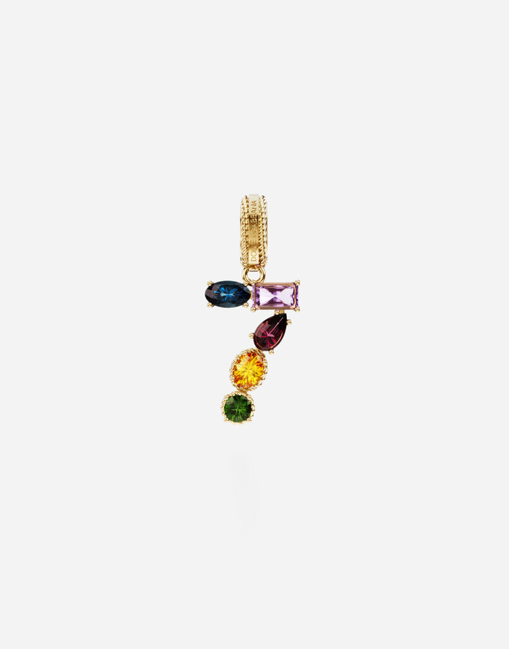 Dolce & Gabbana Pendente arcobaleno in oro giallo 18 kt con gemme multicolori che rappresentano il numero 7 Oro Giallo WAPR1GWMIX7