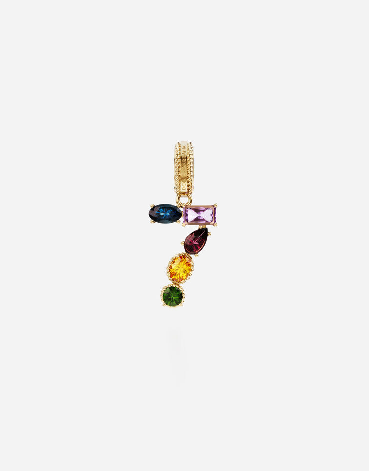 Dolce & Gabbana Подвеска Rainbow из желтого золота 18 карат с разноцветными камнями в форме цифры 7 желтое золото WAPR1GWMIX7