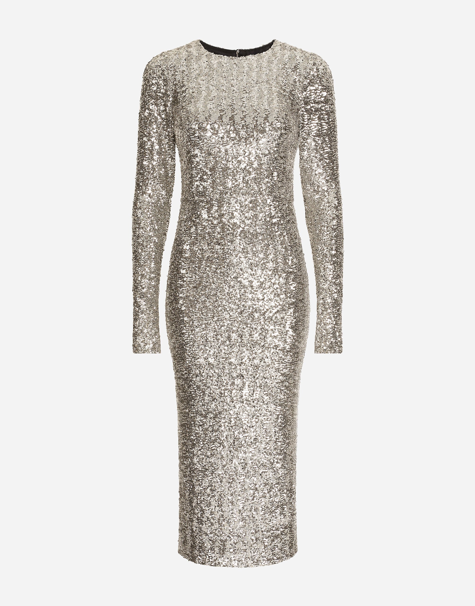 Dolce & Gabbana Sequined calf-length dress Silver F6DGSTFUGP2