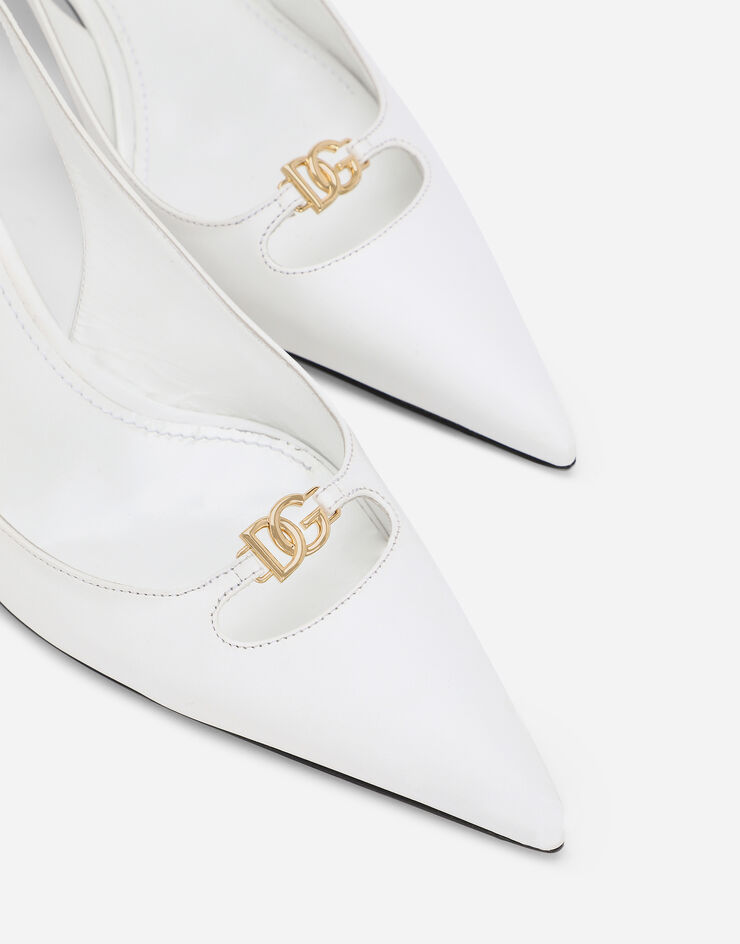 Dolce & Gabbana Zapato destalonado de napa sedosa con logotipo DG Blanco CG0796A1953