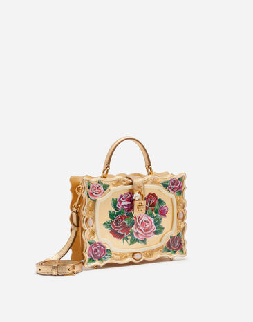 Dolce & Gabbana Borsa Dolce Box in legno dorato dipinto a mano Multicolore BB5970AZ399