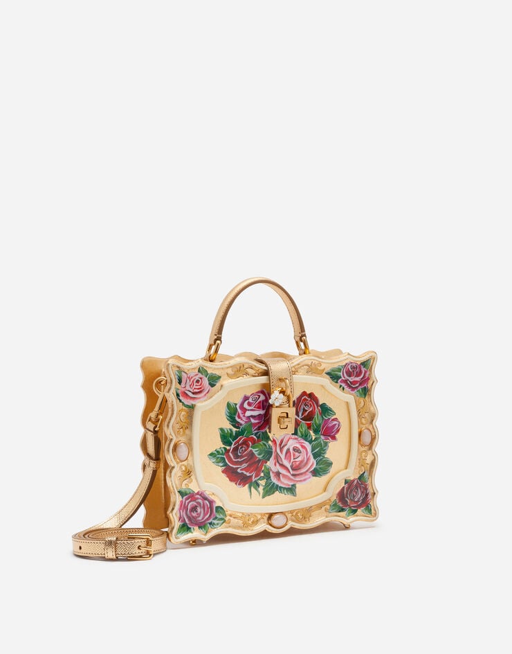 Dolce & Gabbana Dolce Box bag in golden hand-painted wood Multicolor BB5970AZ399