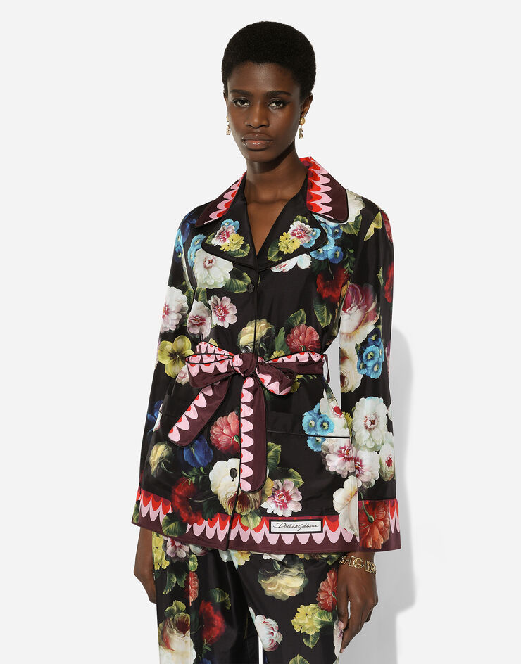 Dolce & Gabbana Camicia pigiama in twill stampa Fiore Notturno Stampa F5Q03THI1RD