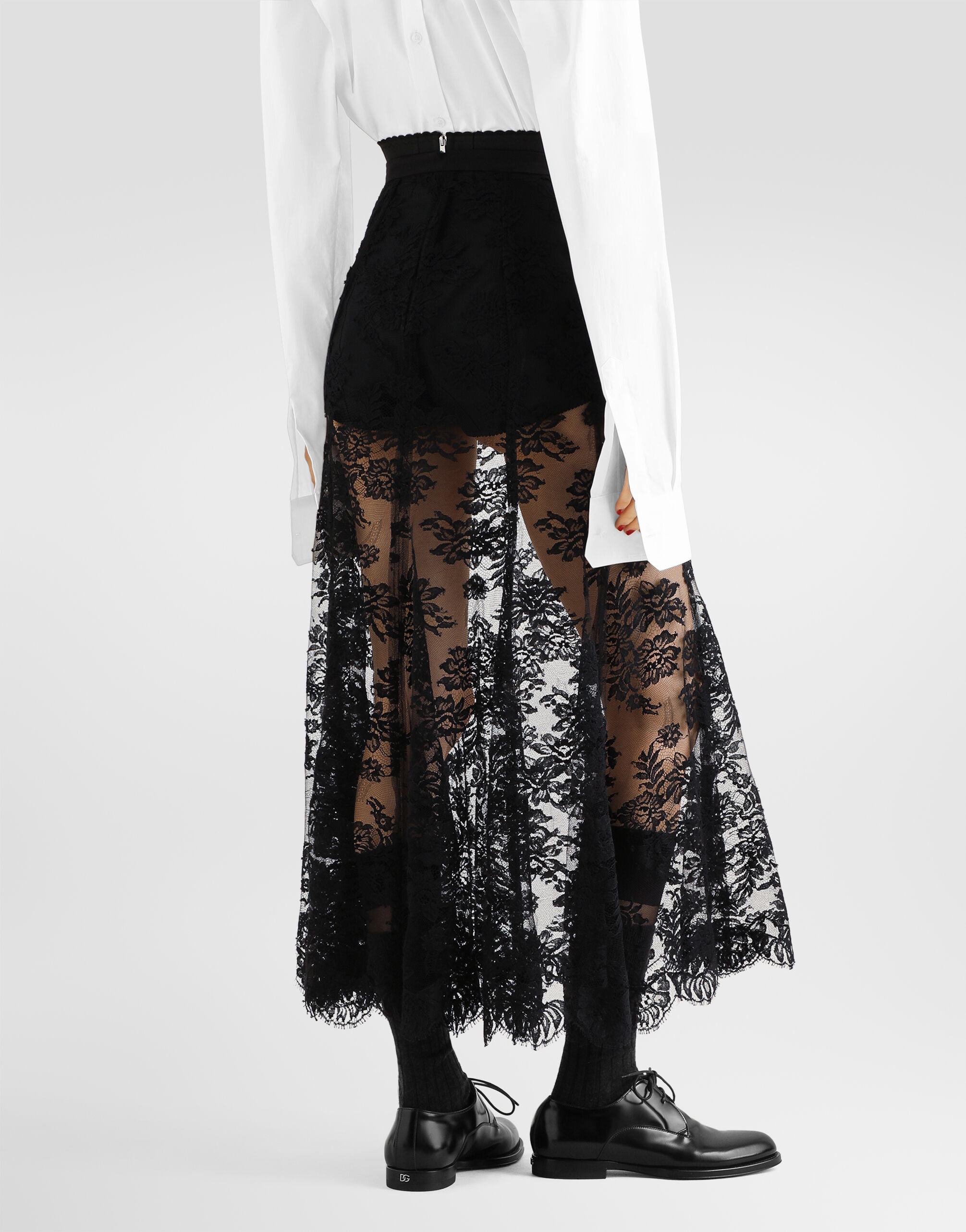 Chantilly lace skirt in Black for Women | Dolce&Gabbana® US