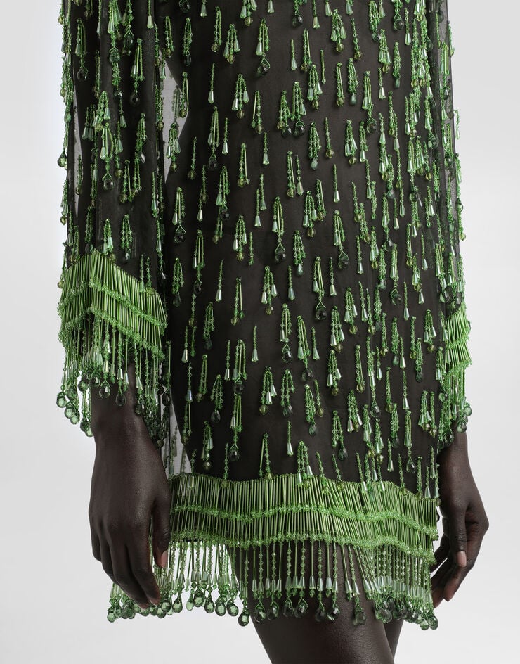 Dolce & Gabbana Short flared organza dress with embroidery Multicolor F60EHZGDDG2