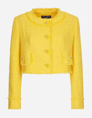 Dolce & Gabbana Short raschel tweed jacket Yellow F29UCTHJMOK