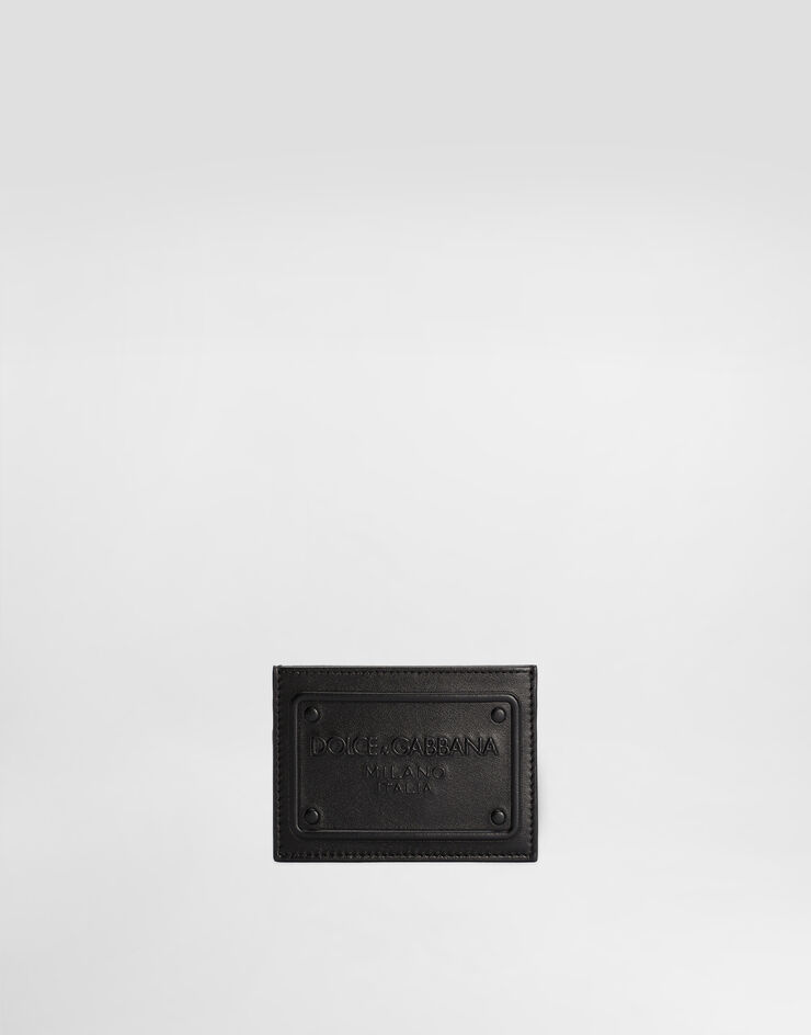 Dolce & Gabbana Kartenetui aus Kalbsleder mit Relieflogo Schwarz BP3239AG218