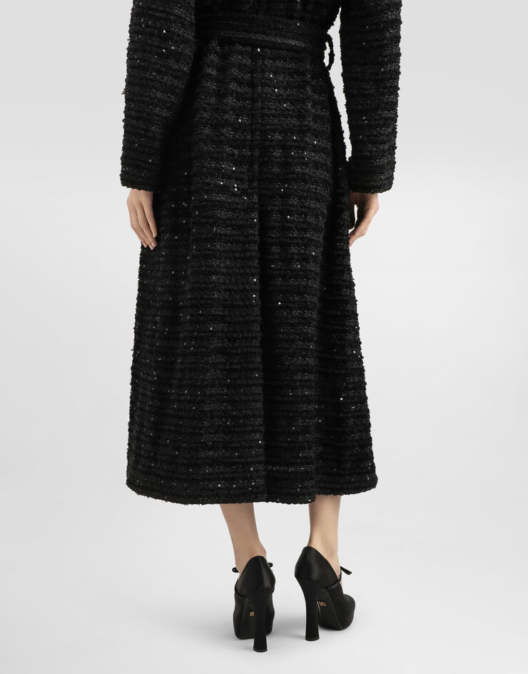 Dolce & Gabbana Tweedmantel mit Mikropaillettenstickerei Schwarz F0W3FTHUMKN