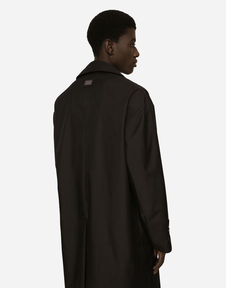 Dolce & Gabbana Trench en nylon avec plaquette à logo Noir G036CTFUSXS