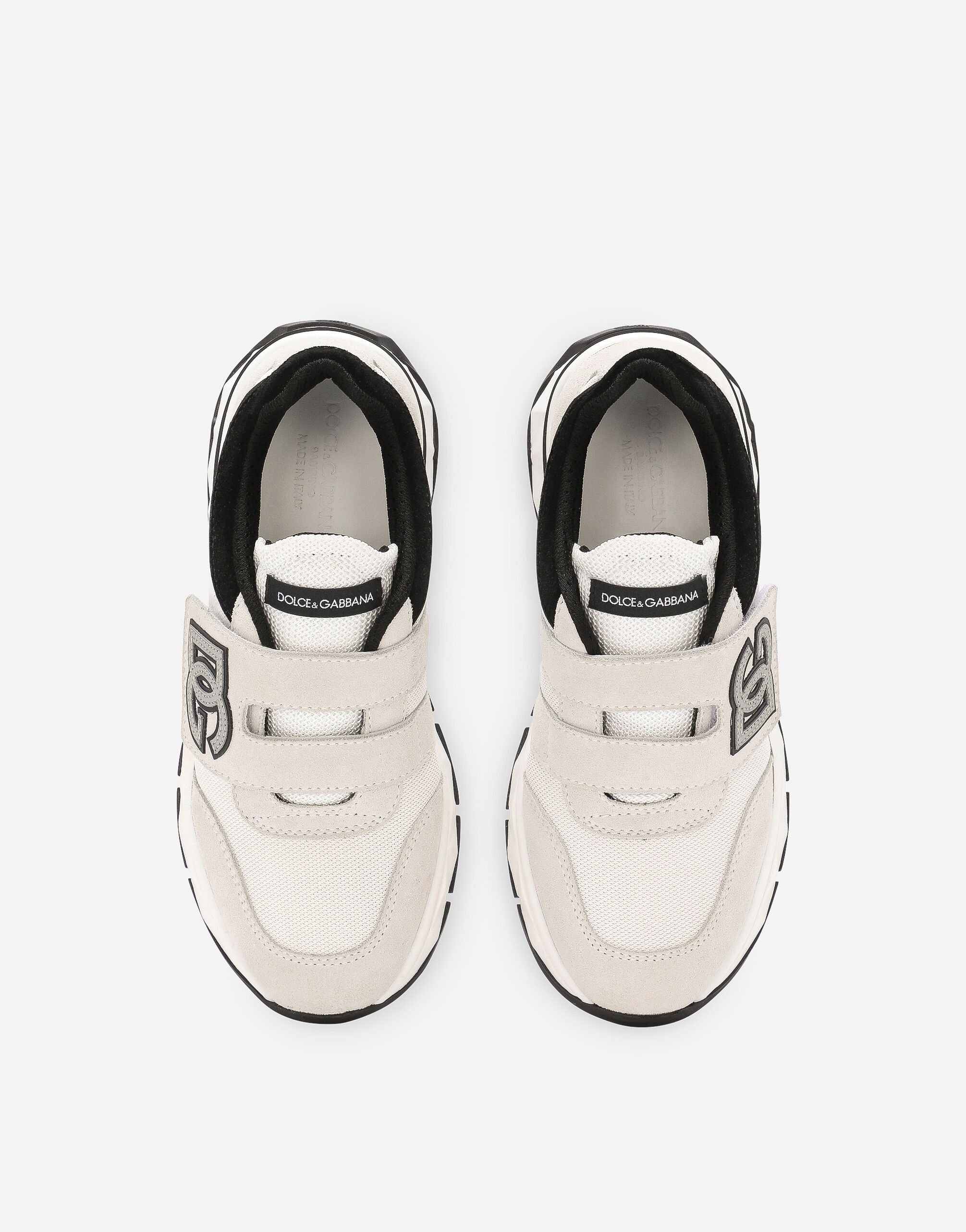 DG Running low top sneakers in mesh and split leather in White for Men Dolce Gabbana