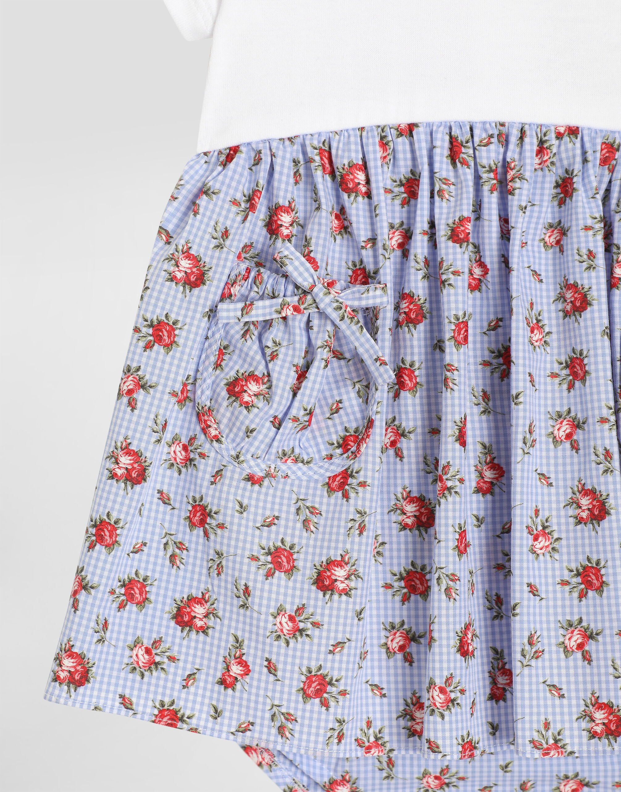 Floral-print jersey and poplin dress with DG embroidery in