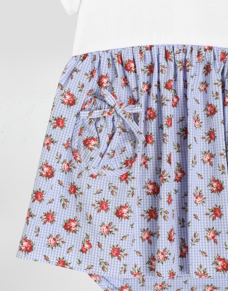 Dolce & Gabbana Floral-print jersey and poplin dress with DG embroidery Multicolor L2JDB7G7PVN