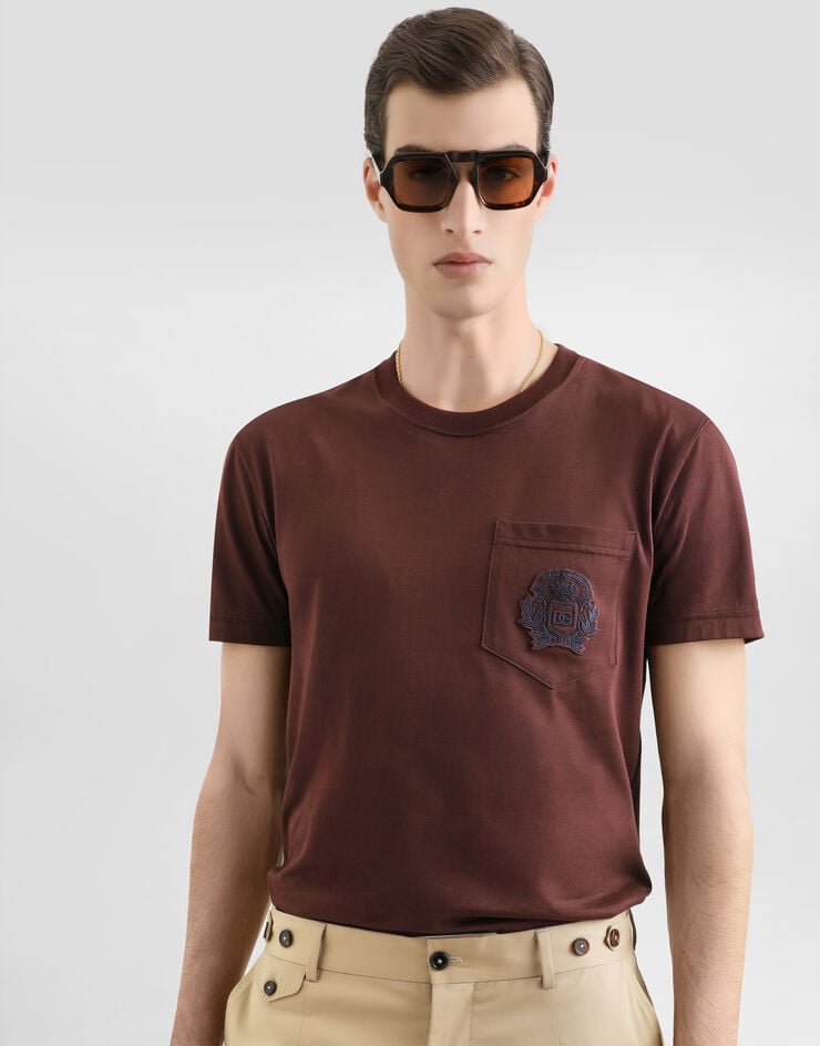 Dolce & Gabbana Cotton t-shirt with embroidery Multicolor G8RA2ZG7PZE