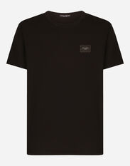 Dolce & Gabbana Cotton T-shirt with branded tag Black G8KK1TFU7EN