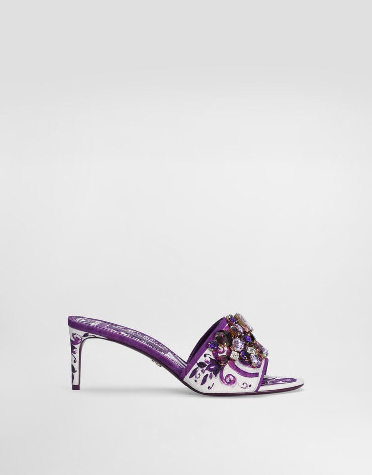 Dolce & Gabbana Brocade mules with jewel embroidery Multicolor CR1744AE123