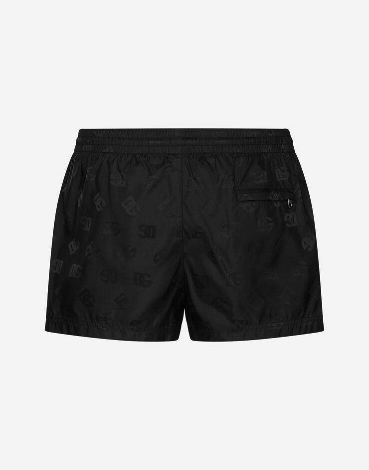 Dolce & Gabbana Kurze Badeshorts Jacquard DG Monogram Schwarz M4A06TONN57