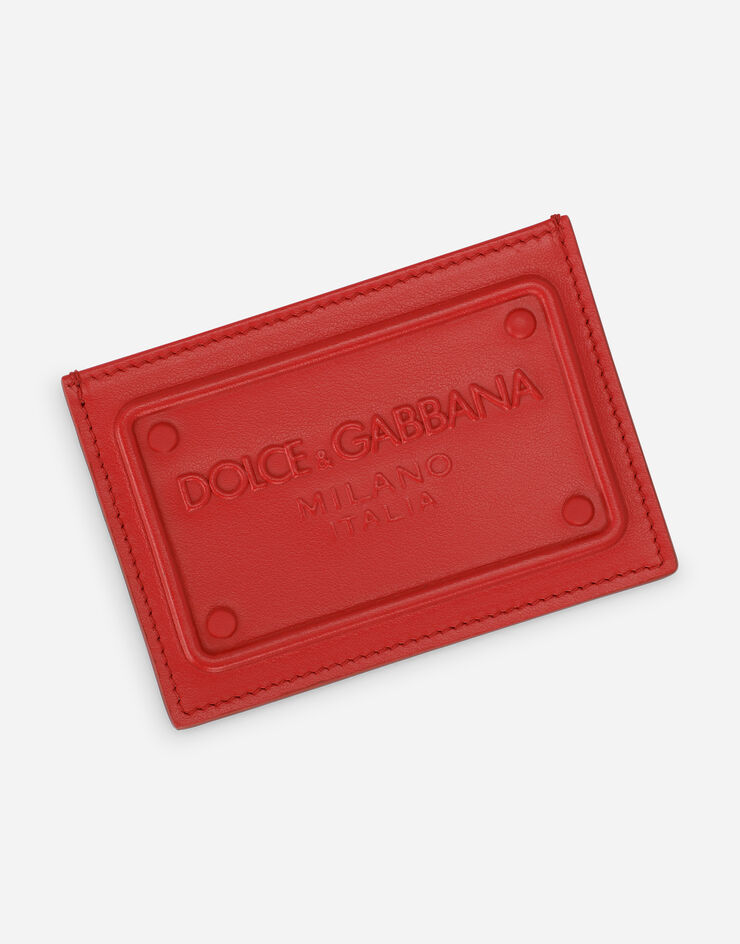 Dolce & Gabbana Calfskin card holder with raised logo Rot BP3239AG218