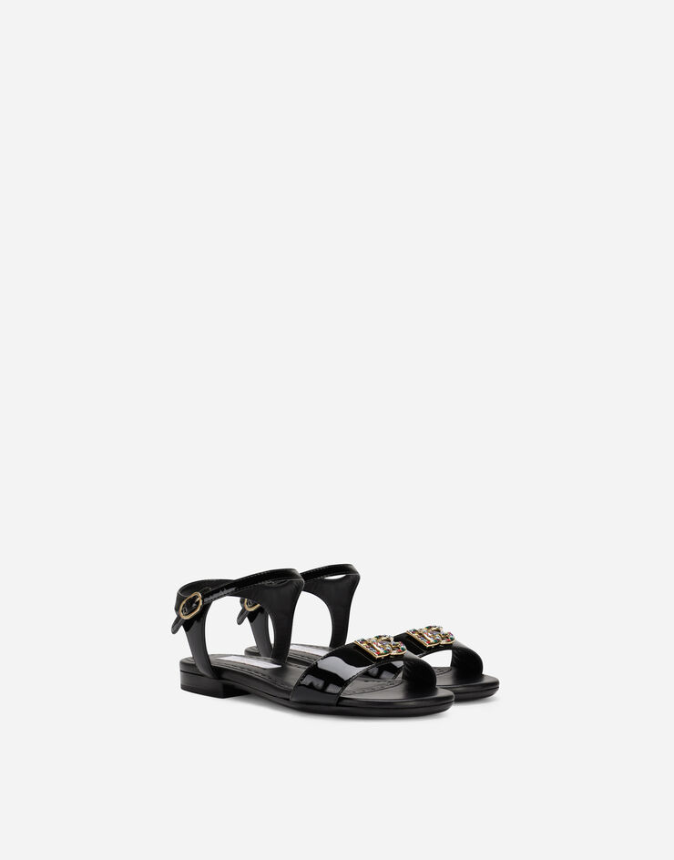 Dolce & Gabbana DG 徽标漆皮凉鞋 黑 D11048A1153