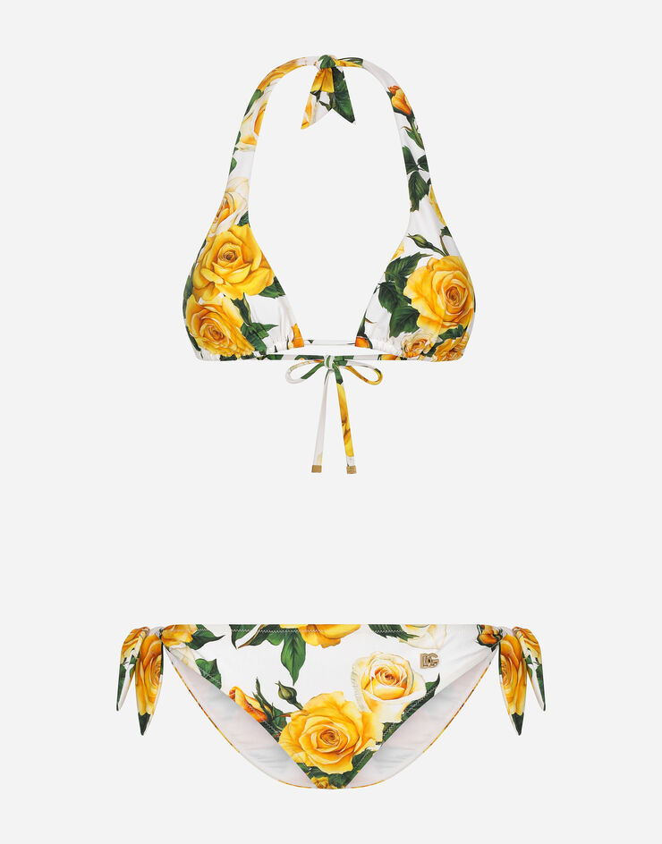 Dolce & Gabbana Triangel-Bikini Gelbe-Rosen-Print Drucken O8A54JFSG1S