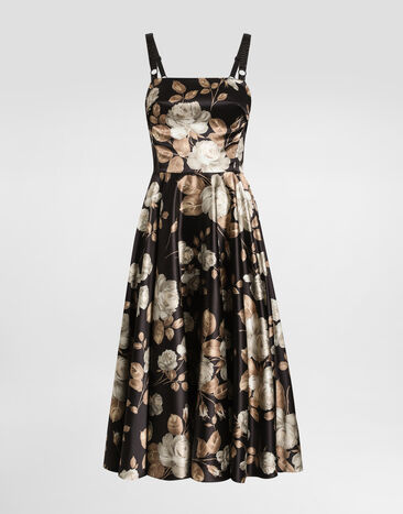 Dolce & Gabbana Vintage rose-print satin dress Print F6TYFTFSIB8