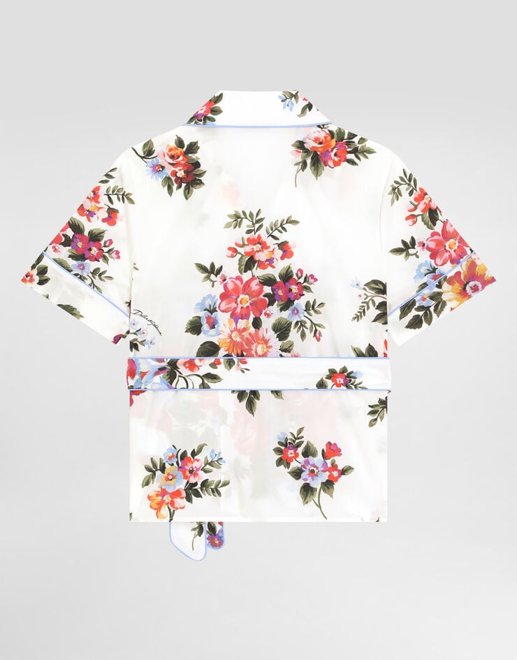 Dolce & Gabbana Camicia vanity in popeline stampa mazzo di fiori Multicolore L56S07HS5UU