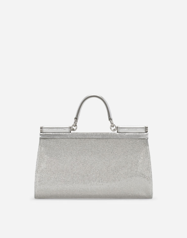 Dolce & Gabbana  Bolso Sicily de raso y strass termoadhesivos Plateado BB7465AN241