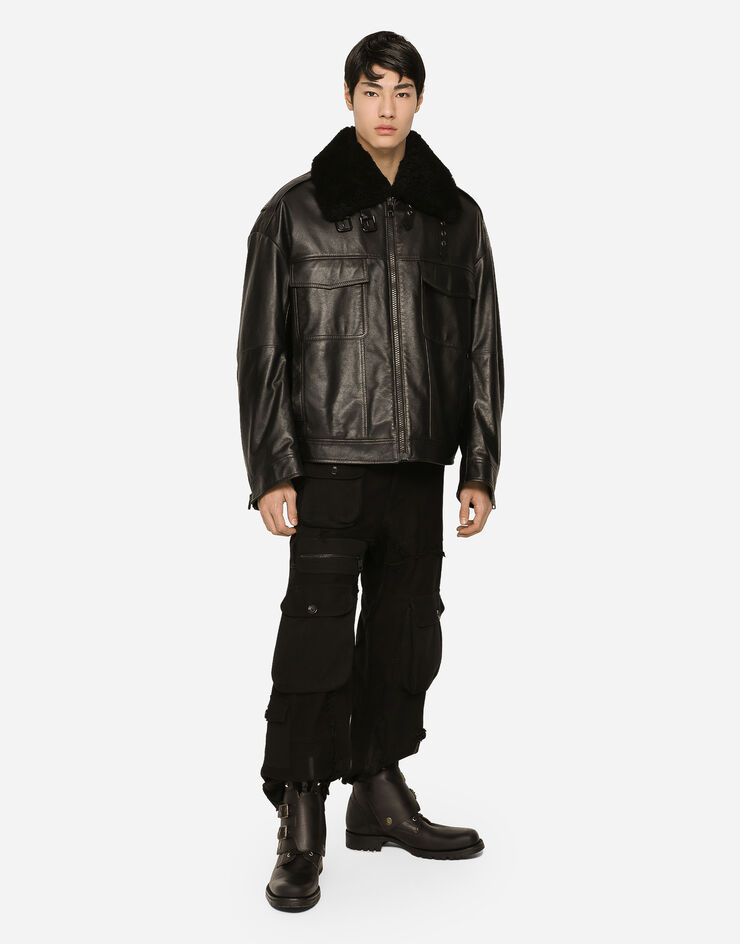 Dolce&Gabbana Bullskin jacket with shearling details Black G9APULHULTK