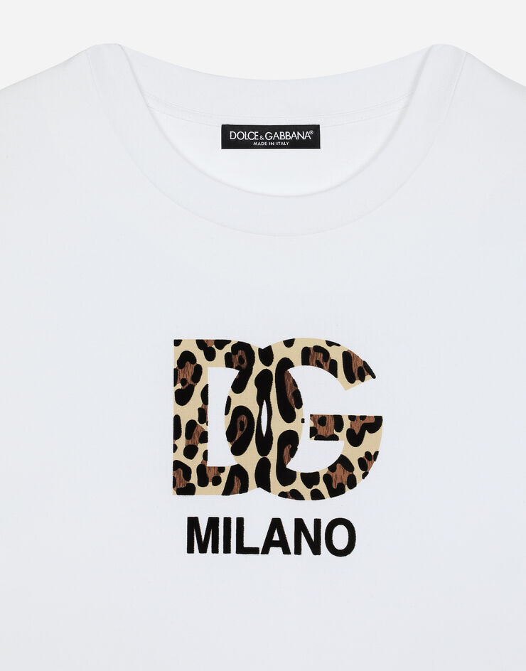 Dolce & Gabbana تيشيرت مع شعار DG بارز أبيض F8U44ZGDBZR