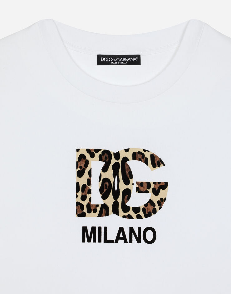 Dolce & Gabbana T-shirt con logo DG floccato Bianco F8U44ZGDBZR