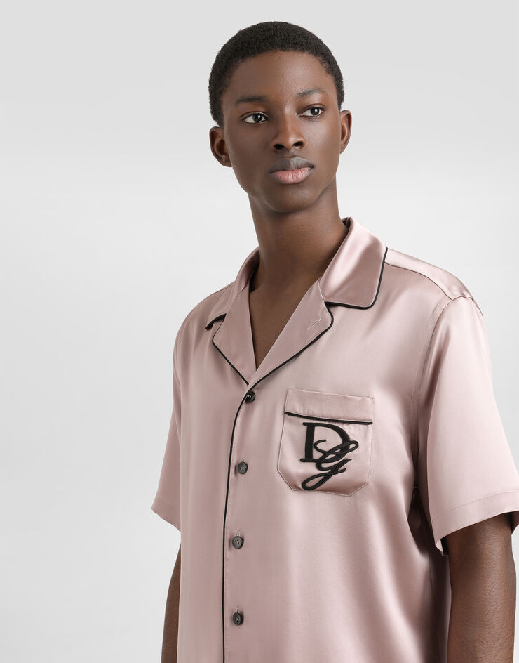 Dolce & Gabbana Camisa de raso de seda con logotipo Lila G5LH3ZFU1AU