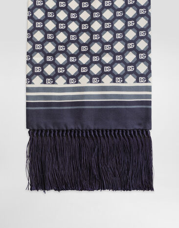 Dolce & Gabbana Silk twill scarf with micro-design and logo Multicolor GQ214EG0WUZ