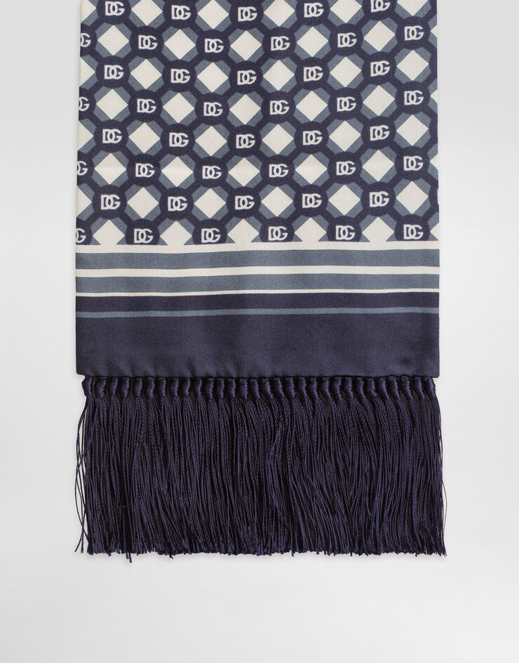 Dolce & Gabbana Silk twill scarf with micro-design and logo Multicolor GQ214EG0WUZ