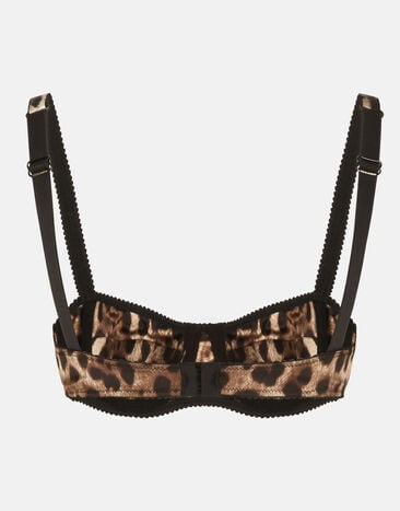 Dolce & Gabbana Sujetador balconette en raso con estampado de leopardo Multicolor O1A12TONO21