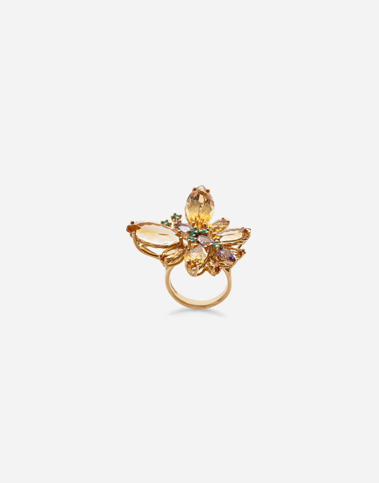 Dolce & Gabbana Ring Spring aus 18-karätigem Gelbgold mit Schmetterling aus Zitrin-Quarzen GOLD WRJI4GWQC01