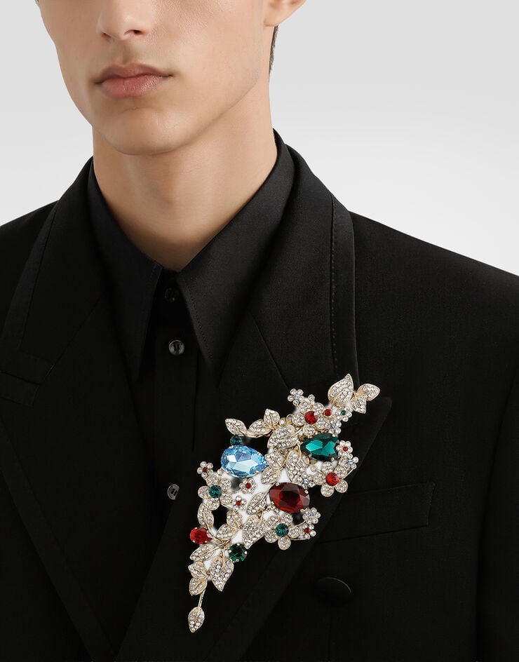 Dolce & Gabbana Maxi floral brooch with rhinestones Dolce & Gabbana Maxi floral brooch with rhinestones Multicolor WPR7F5W1111