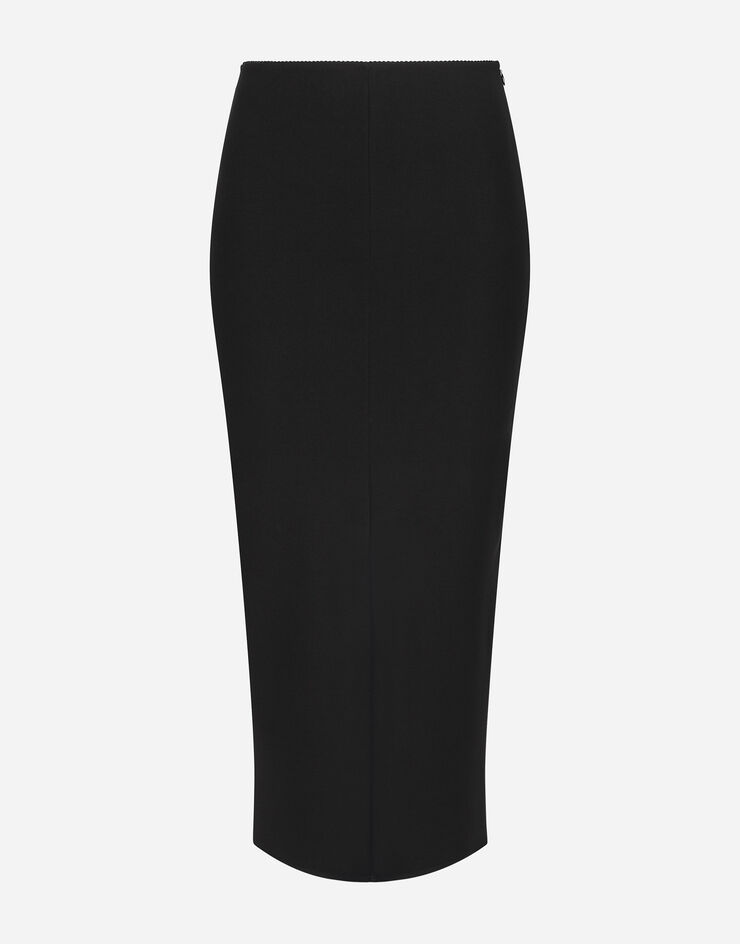 Dolce&Gabbana Jersey full Milano calf-length skirt Black F4CRJTFUGO7