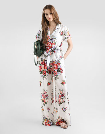 Dolce & Gabbana Flower bouquet-print twill trousers Multicolor FTDBNTIS11I