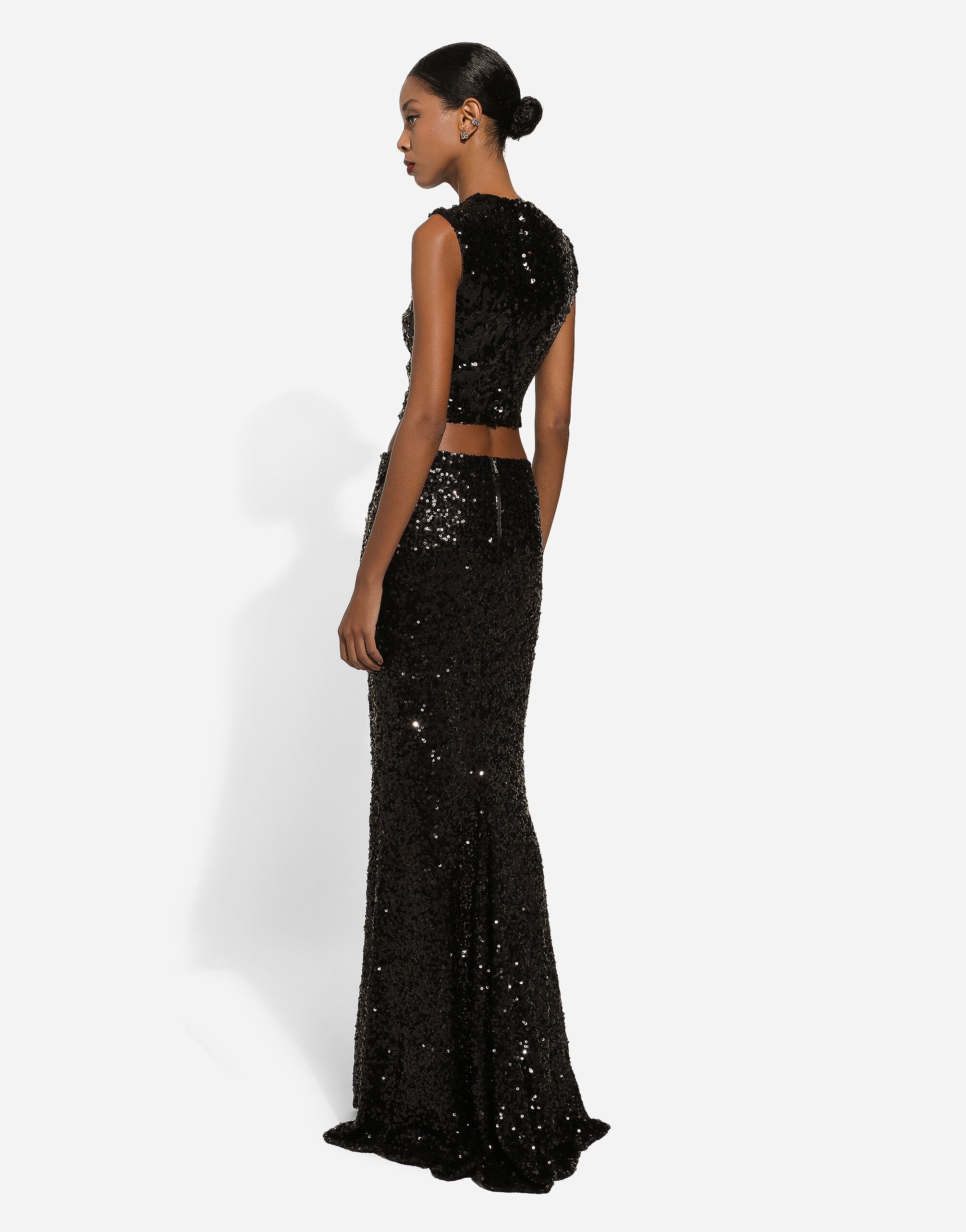 Long sequined mermaid skirt in Black for Women