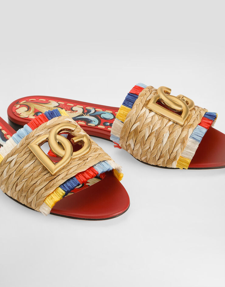 Dolce & Gabbana Raffia flat slides Multicolor CQ0646A0451