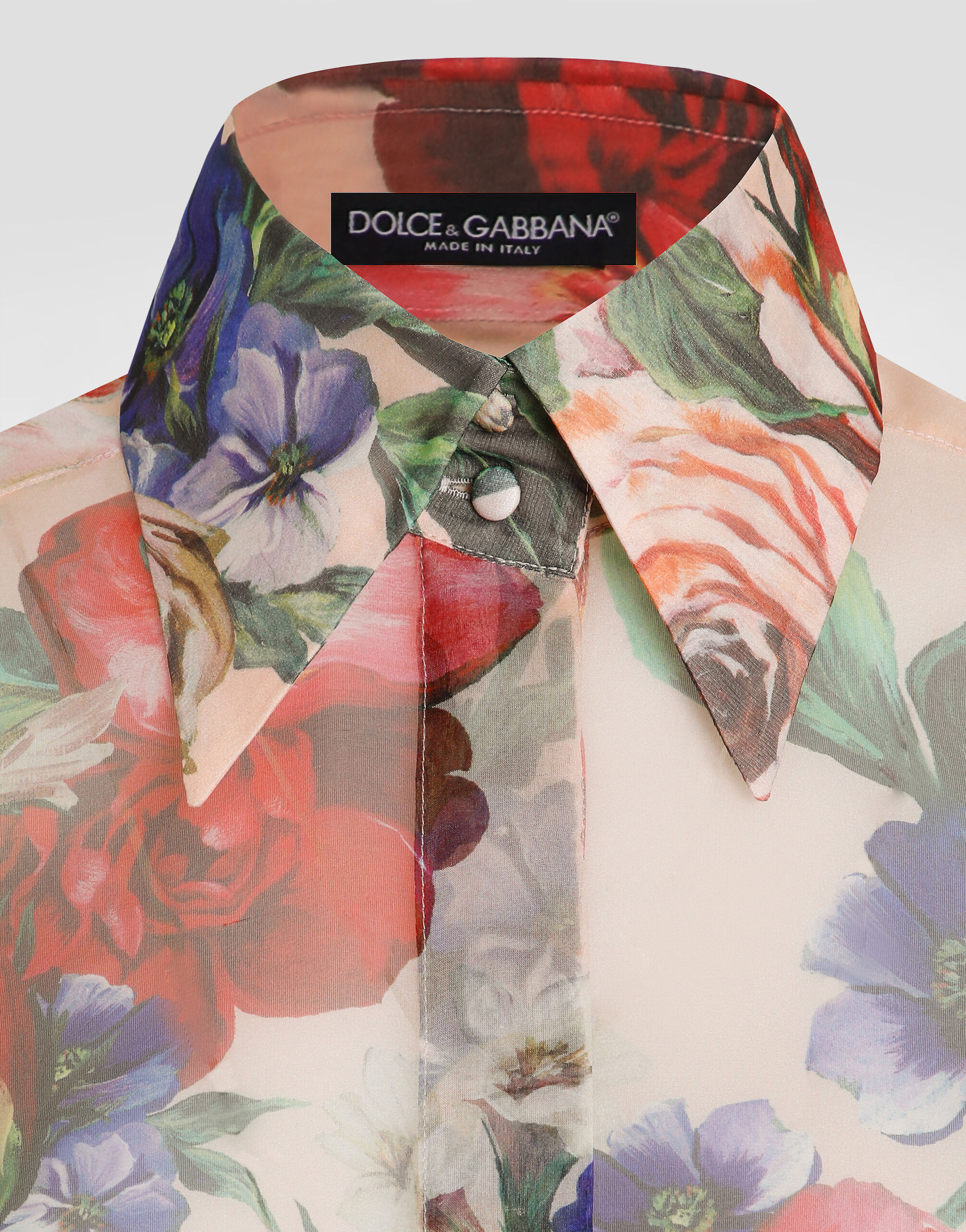 Long-sleeved floral-print chiffon shirt in Print for Women