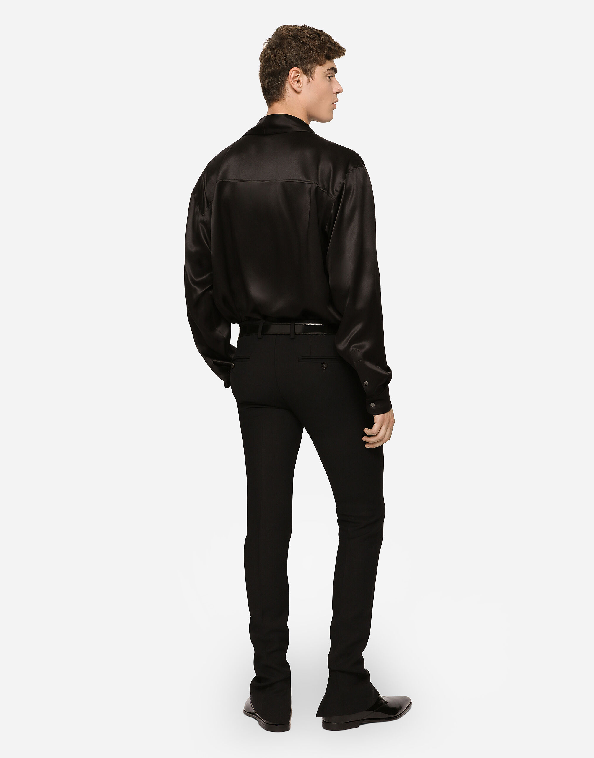 Oversize silk satin shirt in Black for Men | Dolce&Gabbana® US