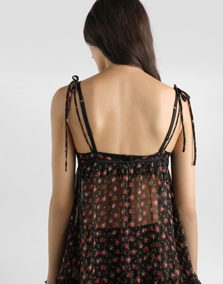 Dolce & Gabbana Small rose-print short chiffon dress Dolce & Gabbana Small rose-print short chiffon dress Multicolor F60HWTIS10I