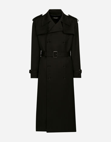 Dolce & Gabbana Double-breasted wool trench coat Black GKPUMTFUBE7