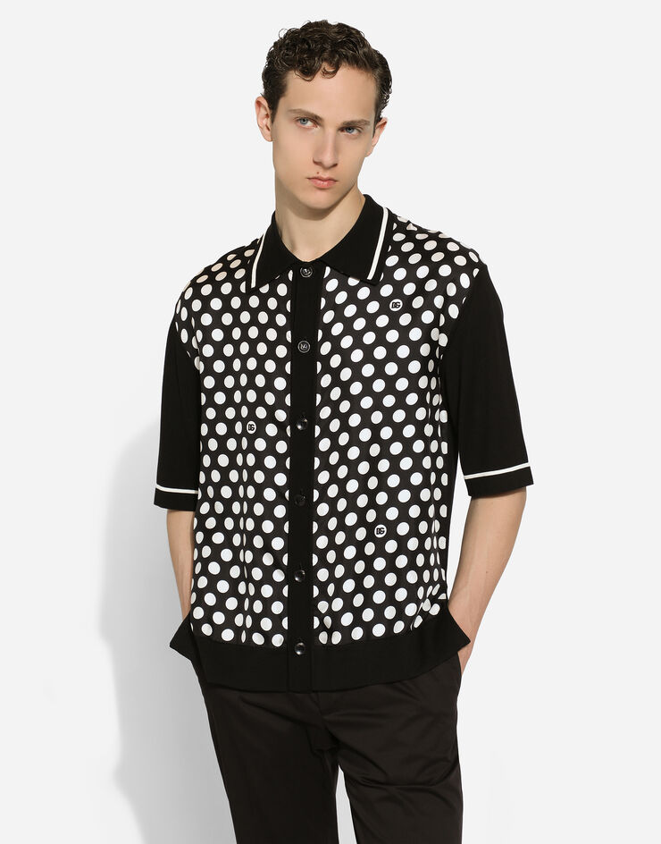Oversize silk and yarn shirt with polka-dot print in Print for Men 